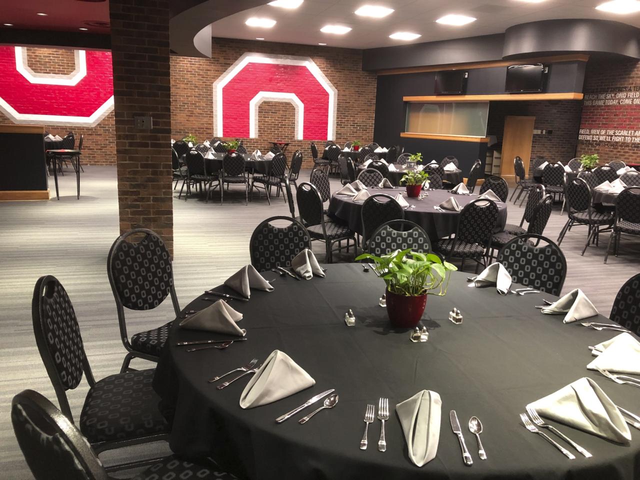 Fawcett Center meeting room decorated for an event