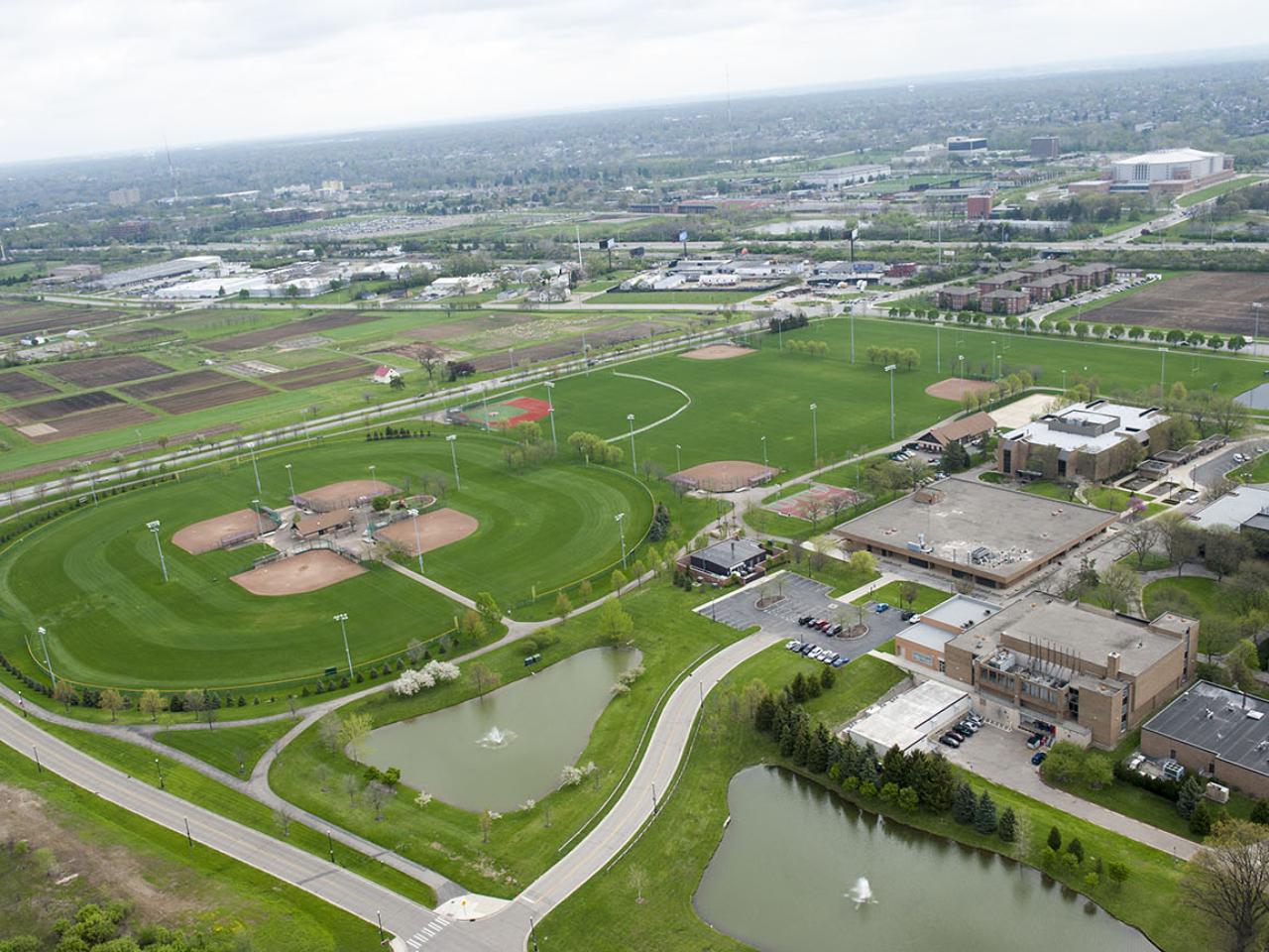 An aerial view of outdoor recreation space