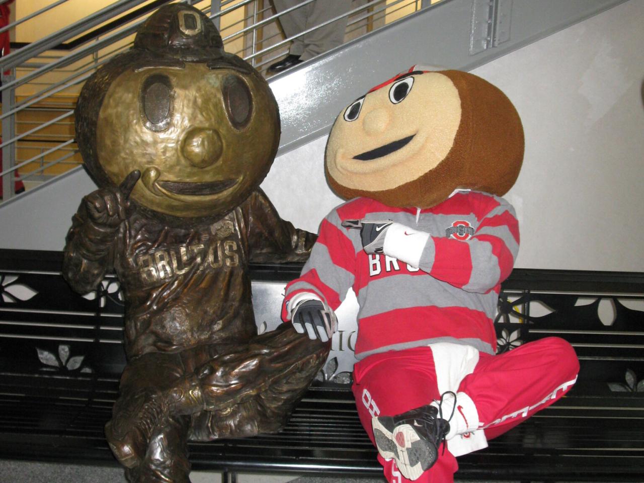 Brutus Buckeye Mascot Photo Opportunity in Ohio Union
