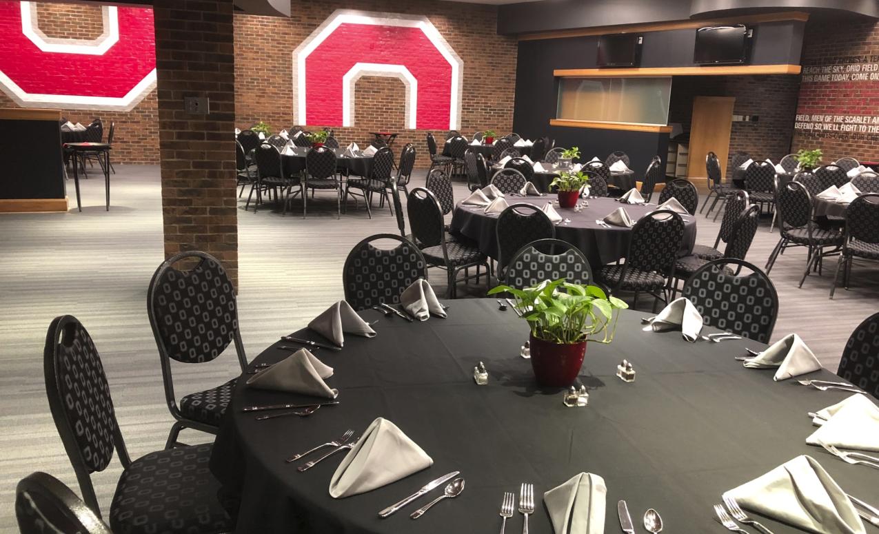 Fawcett Center meeting room decorated for an event