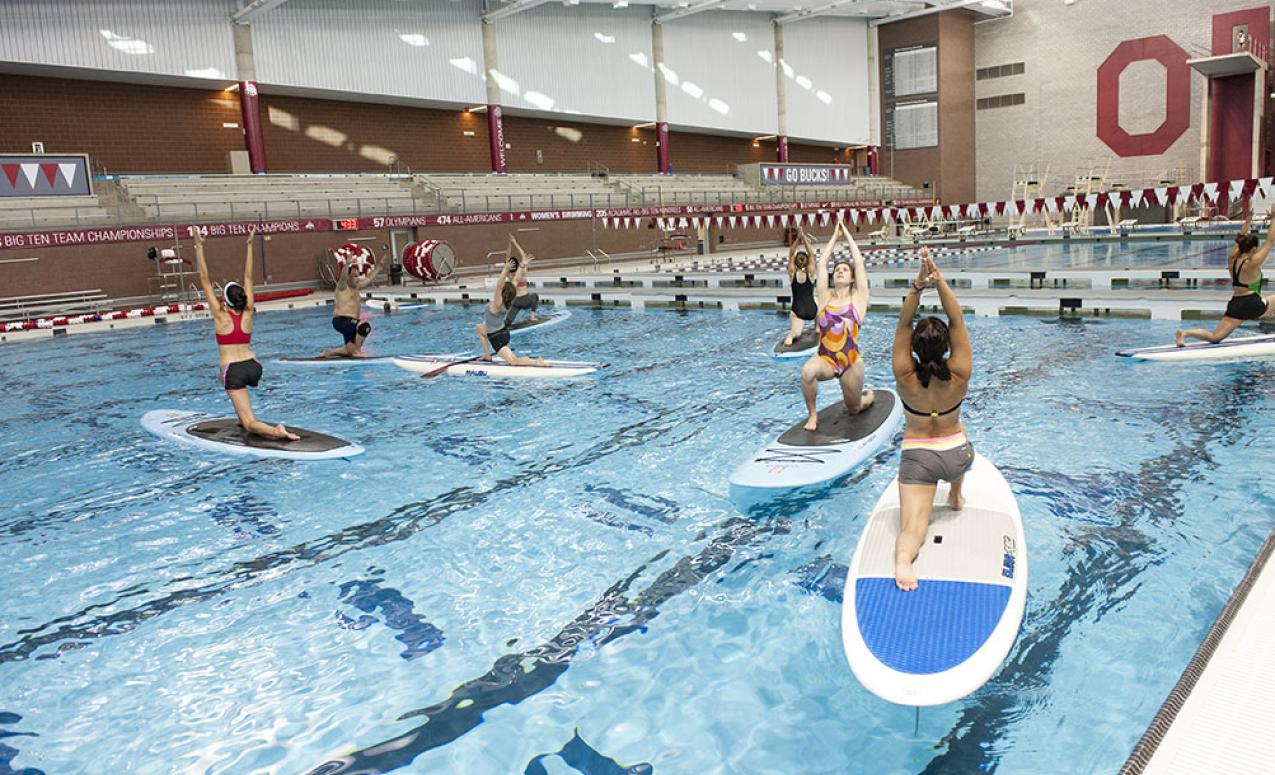 Paddleboard yoga class at the McCorkle Aquatic Pavilion