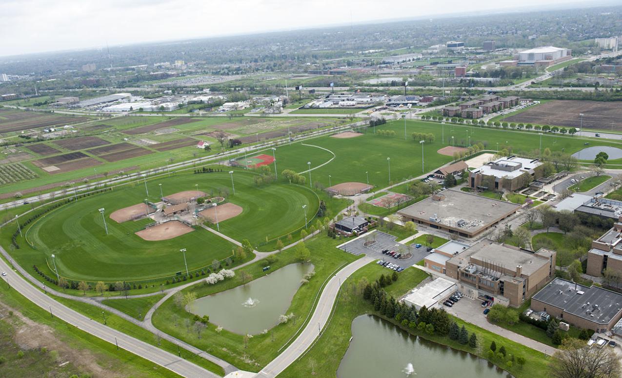 An aerial view of outdoor recreation space