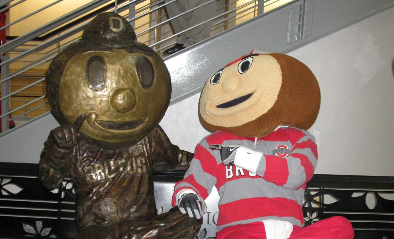 Brutus Buckeye Mascot Photo Opportunity in Ohio Union