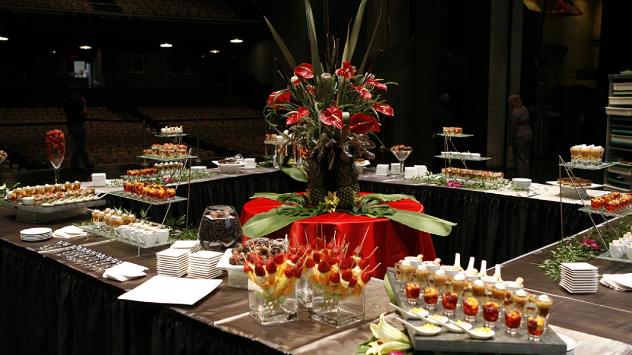 Centerpiece and desserts provided by University catering