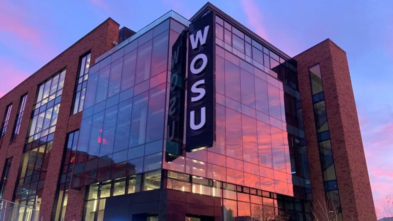 The WOSU Headquarters building at sunrise
